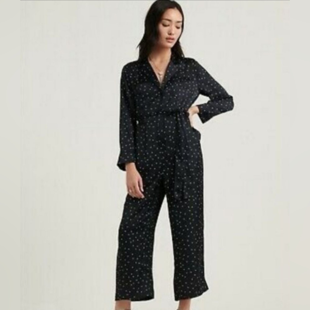 Nwt Lucky Brand Blk Polka Dot Casual Jumpsuit